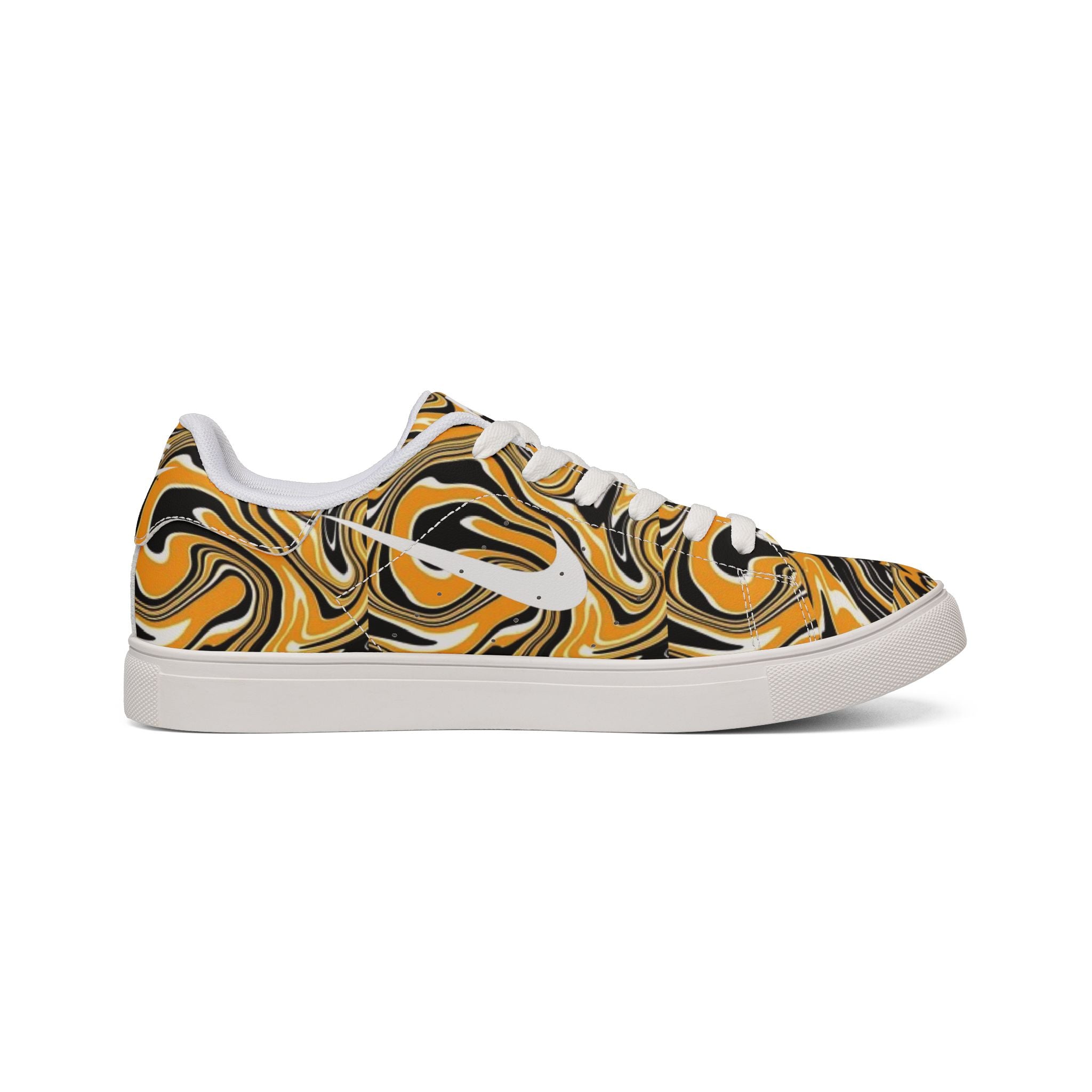 Low-Top Sneakers — Gold Black Marble Swirl Leather