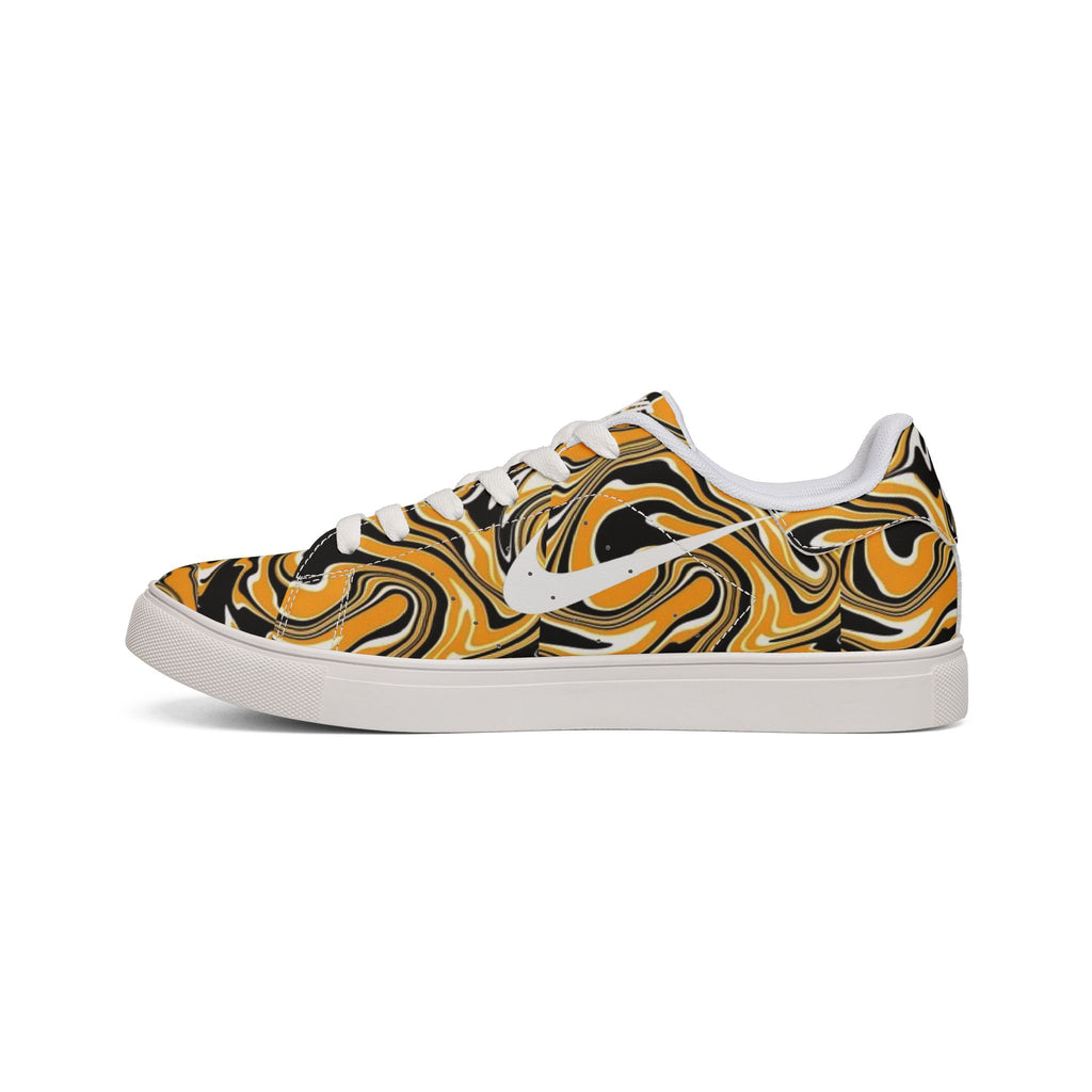 Low-Top Sneakers — Gold Black Marble Swirl Leather