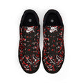Bold Red & Black Paint-Splash Sneakers — Streetwear Low-Top Leather